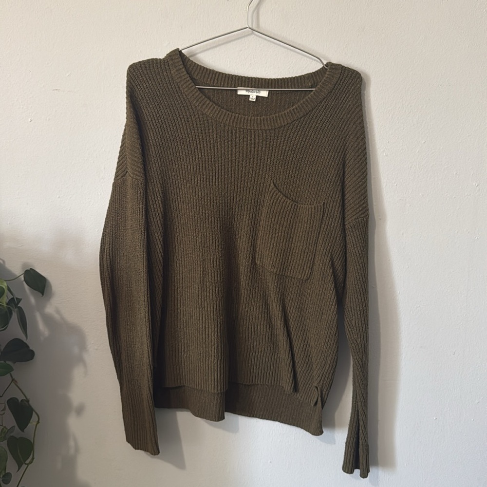 Madewell Thompson green pullover sweater